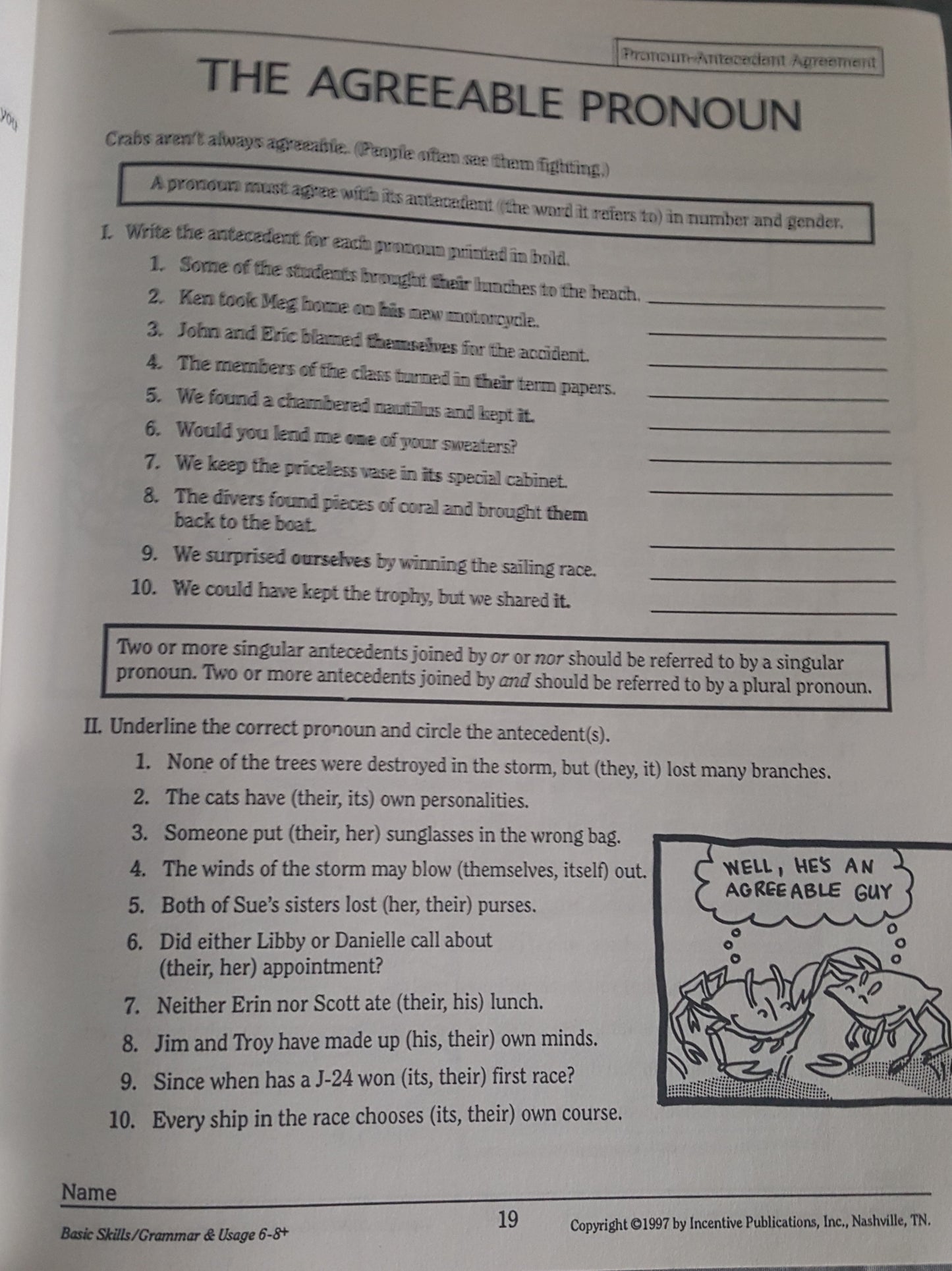 Grammar and Usage Middle Grades