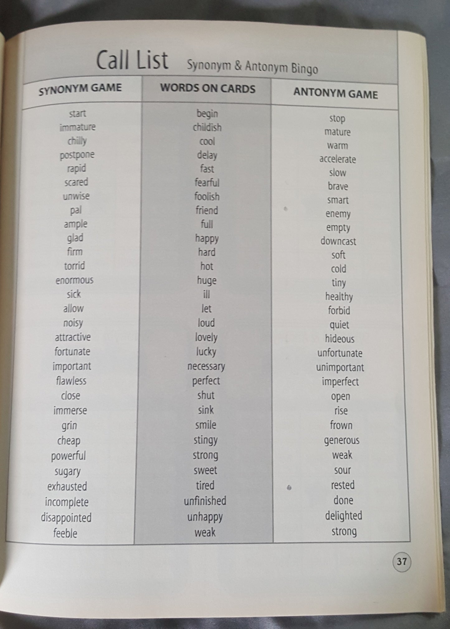 Language Arts BINGO