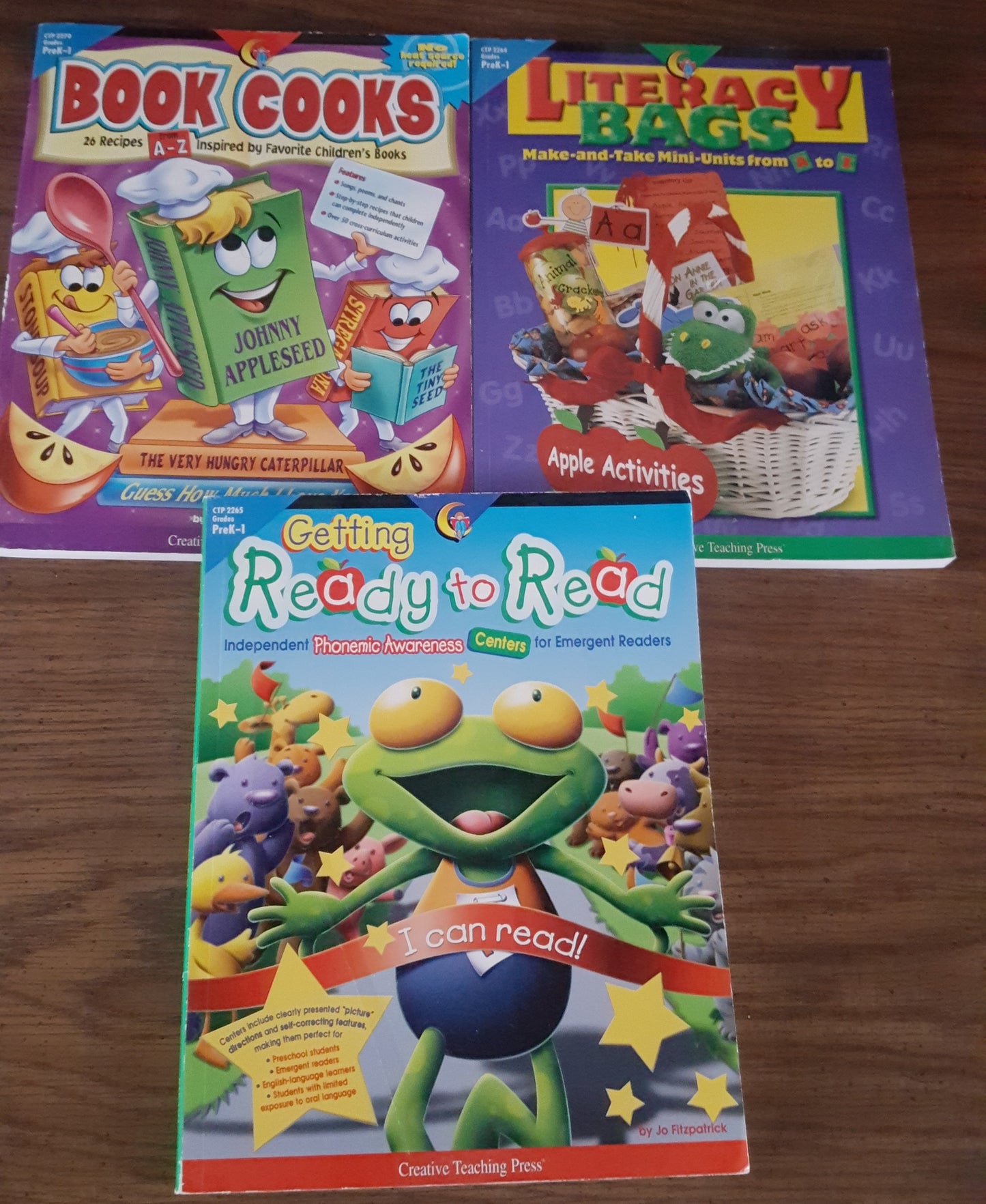Preschool - 1 Literacy 3 book set Literacy Bags, Getting Ready to Read, Book Cooks