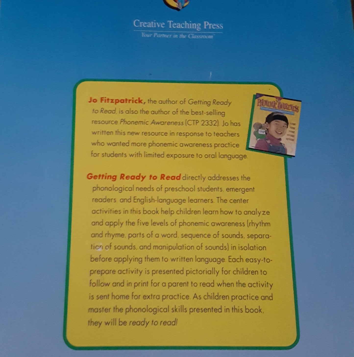 Preschool - 1 Literacy 3 book set Literacy Bags, Getting Ready to Read, Book Cooks