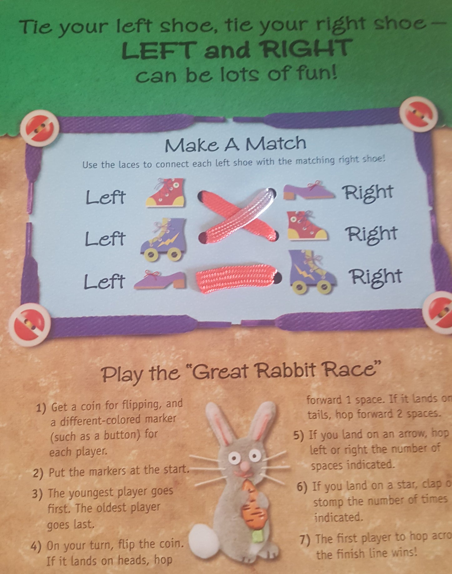 Tie Your Shoes Flip Over Board Game Book
