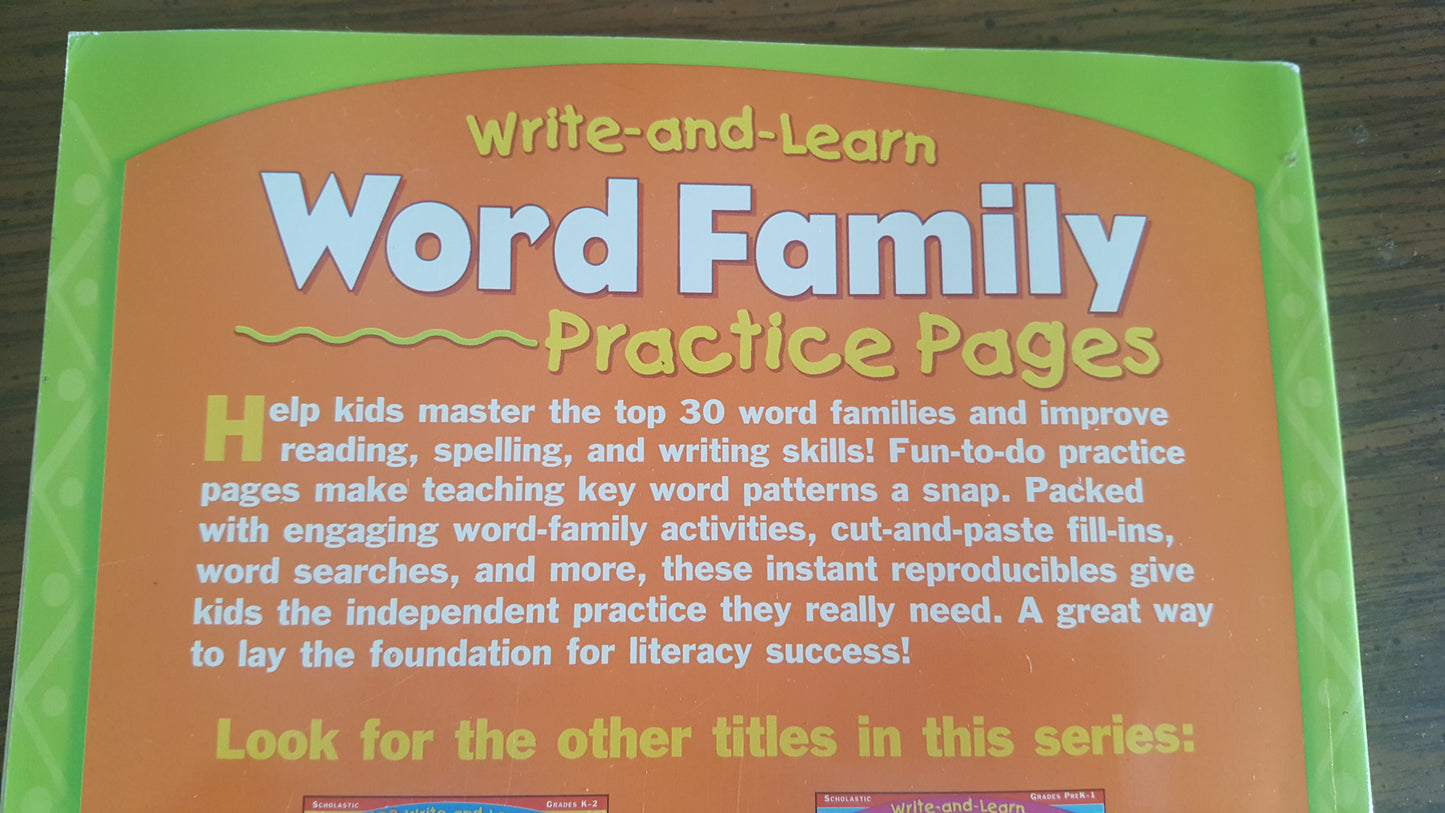 Word Family Practice Pages K - 2